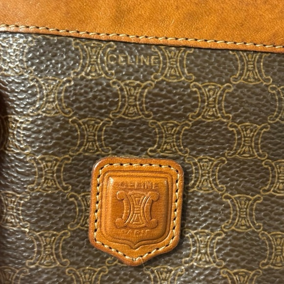 Celine Macadam Vintage Brown Coated Canvas Key Coin Pouch with Leather Trim - Picture 4 of 4